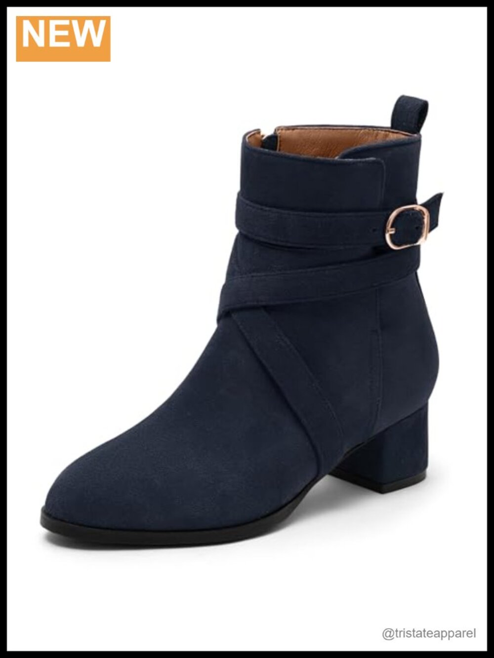 Women's Suede Ankle Boots Chunky Block Heel Booties